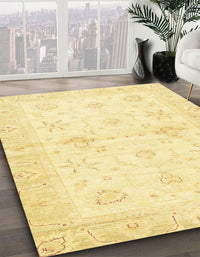 Abstract Chrome Gold Yellow Oriental Rug, abs3927