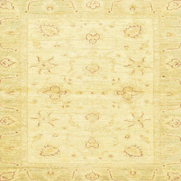 Square Abstract Chrome Gold Yellow Oriental Rug, abs3927