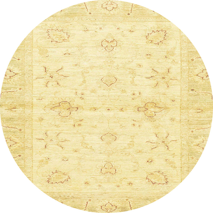 Round Machine Washable Abstract Chrome Gold Yellow Rug, wshabs3927