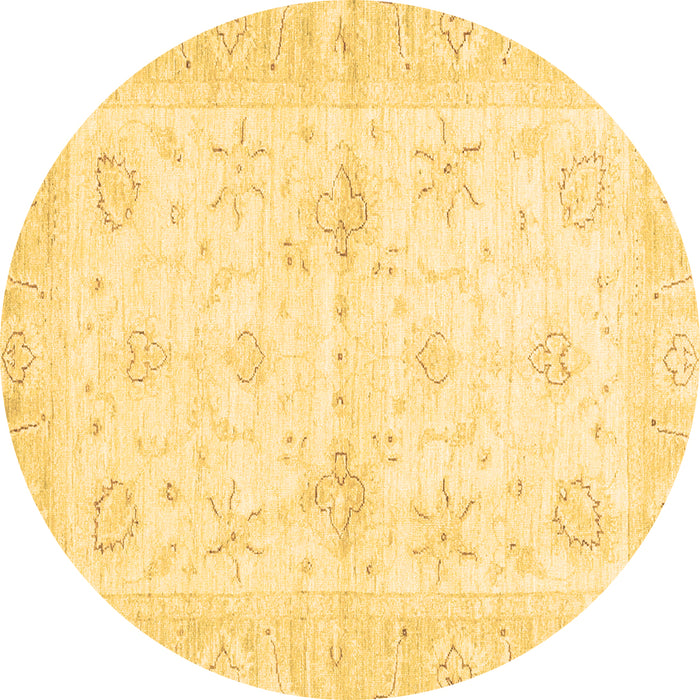 Round Oriental Brown Traditional Rug, abs3927brn
