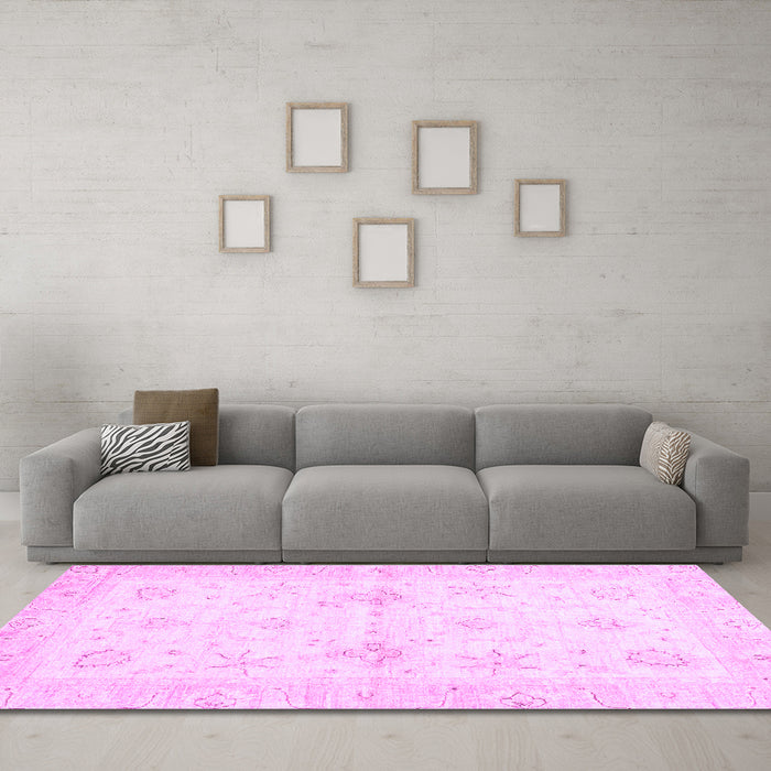 Machine Washable Oriental Purple Traditional Area Rugs in a Living Room, wshabs3927pur