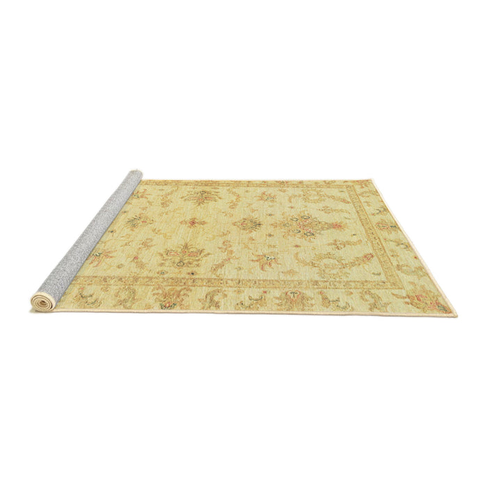 Sideview of Machine Washable Abstract Mustard Yellow Rug, wshabs3928
