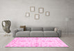 Machine Washable Oriental Pink Traditional Rug in a Living Room, wshabs3928pnk