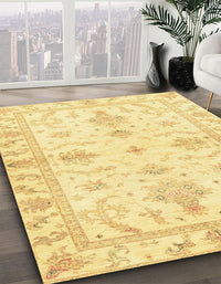 Abstract Mustard Yellow Oriental Rug, abs3928