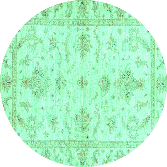Round Oriental Turquoise Traditional Rug, abs3928turq
