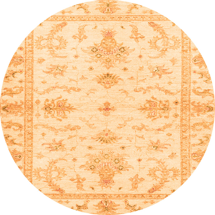 Round Oriental Orange Traditional Rug, abs3928org