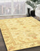 Abstract Mustard Yellow Oriental Rug in Family Room, abs3928