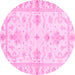 Round Oriental Pink Traditional Rug, abs3928pnk