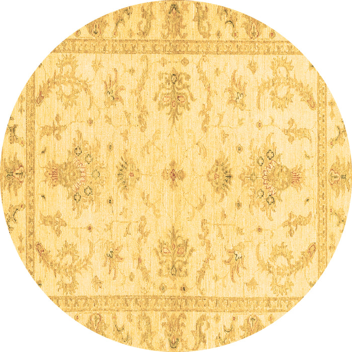 Round Oriental Brown Traditional Rug, abs3928brn