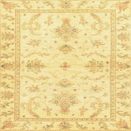 Square Abstract Mustard Yellow Oriental Rug, abs3928