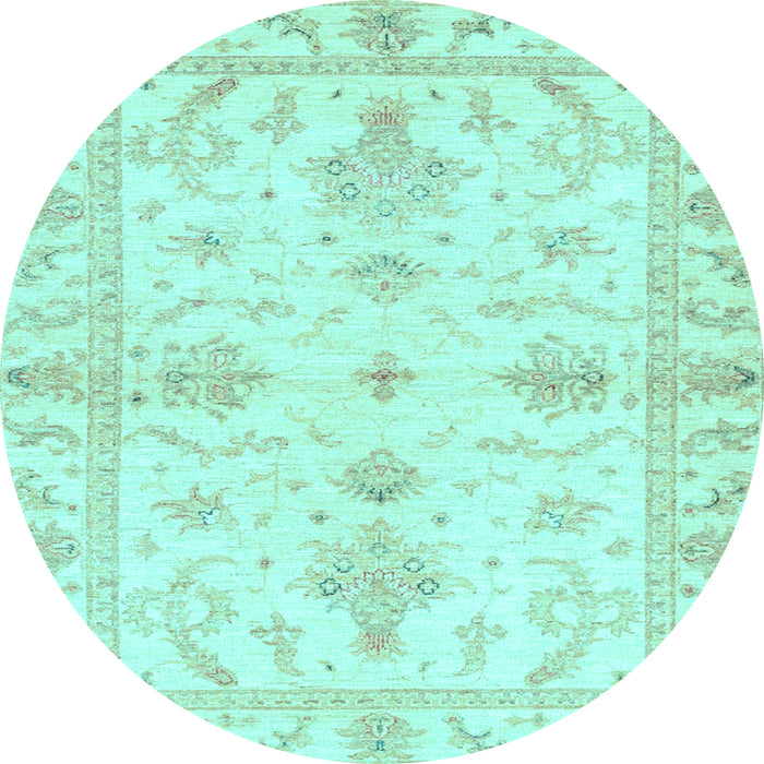 Round Oriental Light Blue Traditional Rug, abs3928lblu