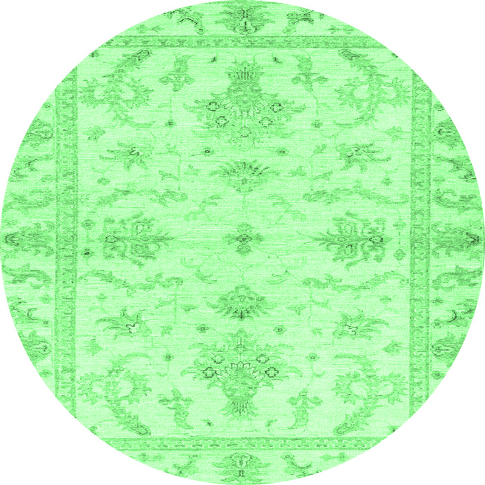 Round Machine Washable Oriental Emerald Green Traditional Area Rugs, wshabs3928emgrn