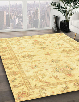 Machine Washable Abstract Mustard Yellow Rug in a Family Room, wshabs3928