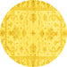 Round Oriental Yellow Traditional Rug, abs3928yw