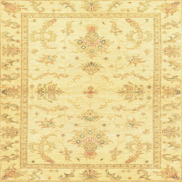 Square Machine Washable Abstract Mustard Yellow Rug, wshabs3928