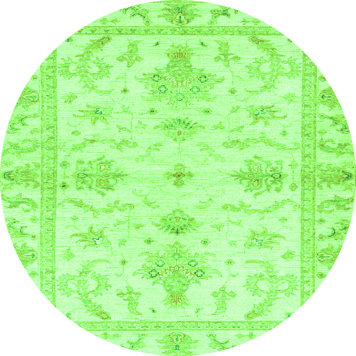 Round Machine Washable Oriental Green Traditional Area Rugs, wshabs3928grn