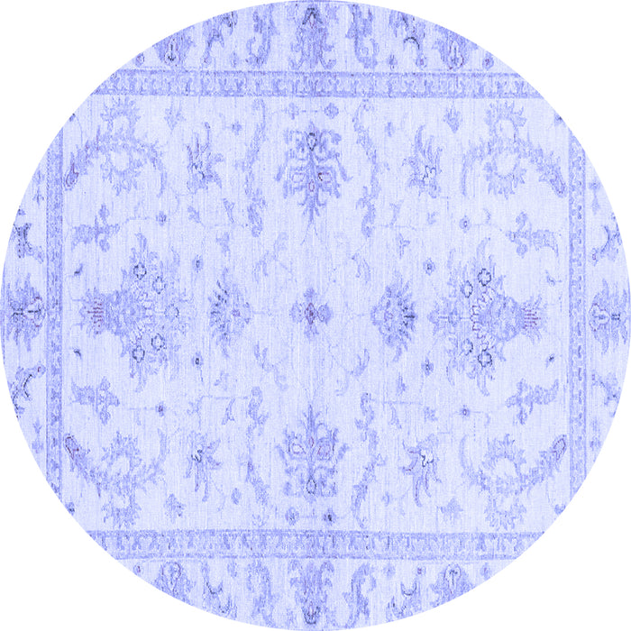 Round Oriental Blue Traditional Rug, abs3928blu