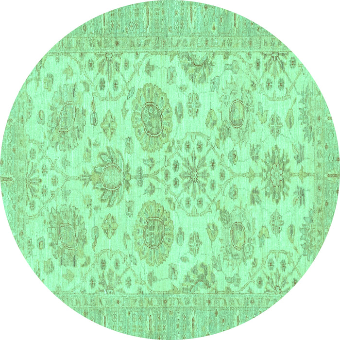 Round Oriental Turquoise Traditional Rug, abs3929turq