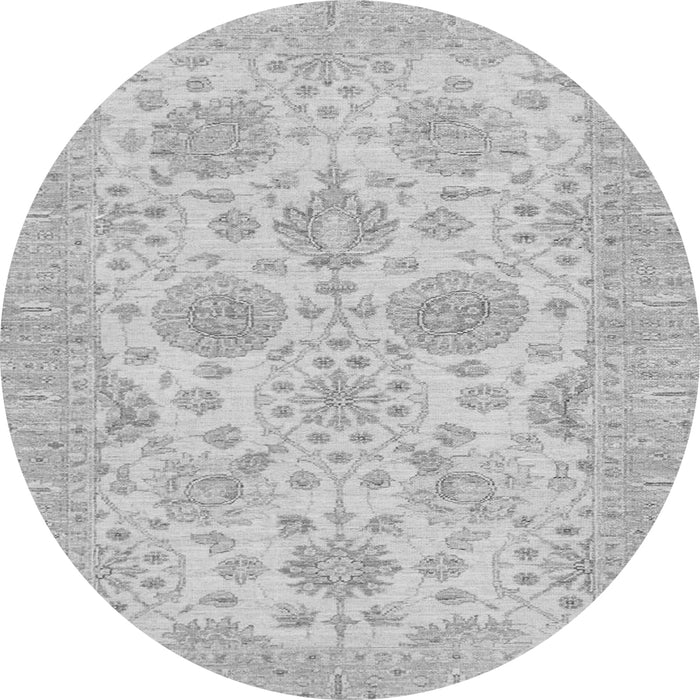 Round Machine Washable Oriental Gray Traditional Rug, wshabs3929gry