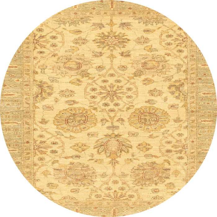 Round Machine Washable Abstract Yellow Rug, wshabs3929