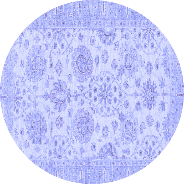 Round Machine Washable Oriental Blue Traditional Rug, wshabs3929blu