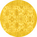 Round Oriental Yellow Traditional Rug, abs3929yw