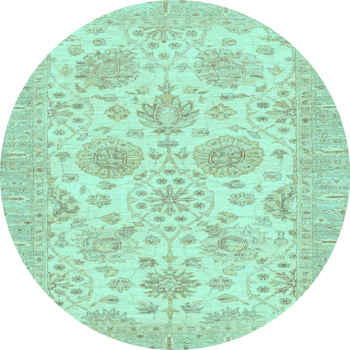 Round Oriental Light Blue Traditional Rug, abs3929lblu