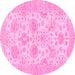 Round Oriental Pink Traditional Rug, abs3929pnk