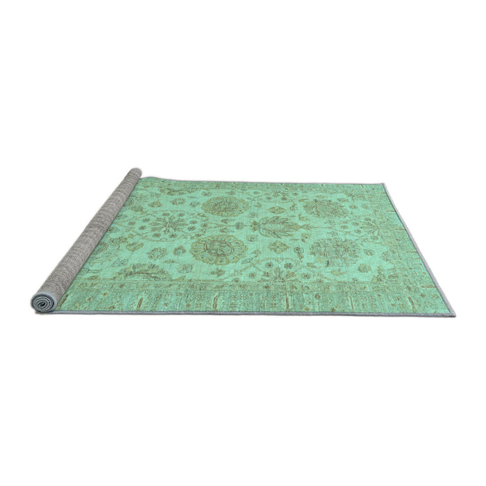 Sideview of Machine Washable Oriental Light Blue Traditional Rug, wshabs3929lblu