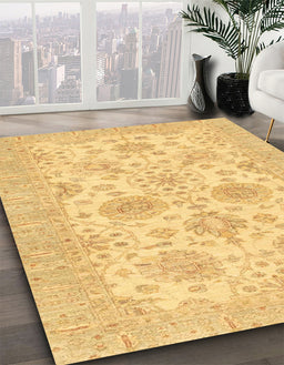 Machine Washable Abstract Yellow Rug in a Family Room, wshabs3929