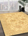 Machine Washable Abstract Yellow Rug in a Family Room, wshabs3929