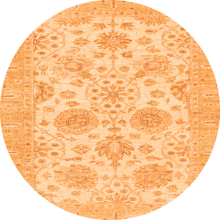 Round Oriental Orange Traditional Rug, abs3929org