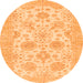 Round Oriental Orange Traditional Rug, abs3929org