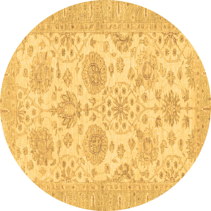 Round Oriental Brown Traditional Rug, abs3929brn