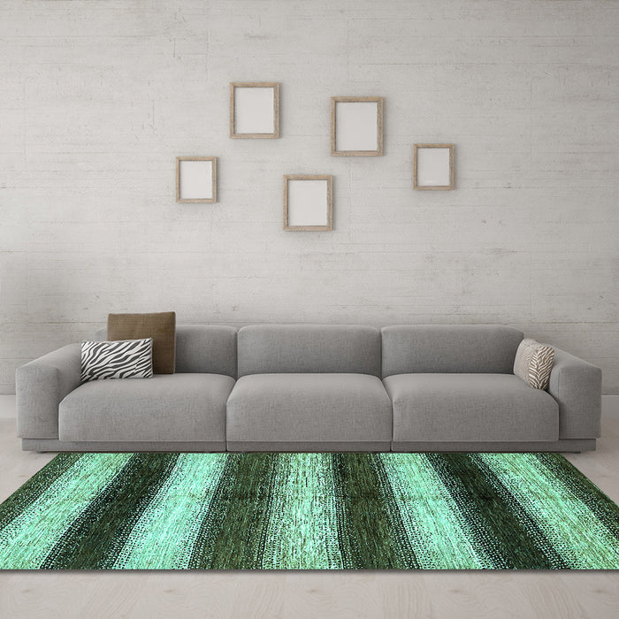 Machine Washable Abstract Turquoise Modern Area Rugs in a Living Room,, wshabs392turq