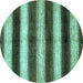 Round Machine Washable Abstract Turquoise Modern Area Rugs, wshabs392turq