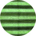 Round Machine Washable Abstract Green Modern Area Rugs, wshabs392grn