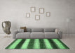 Machine Washable Abstract Emerald Green Modern Area Rugs in a Living Room,, wshabs392emgrn