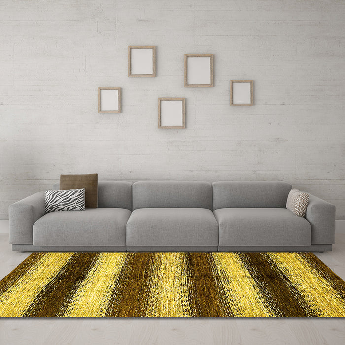 Machine Washable Abstract Yellow Modern Rug in a Living Room, wshabs392yw