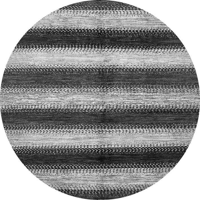 Round Machine Washable Abstract Gray Modern Rug, wshabs392gry