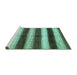 Sideview of Machine Washable Abstract Turquoise Modern Area Rugs, wshabs392turq