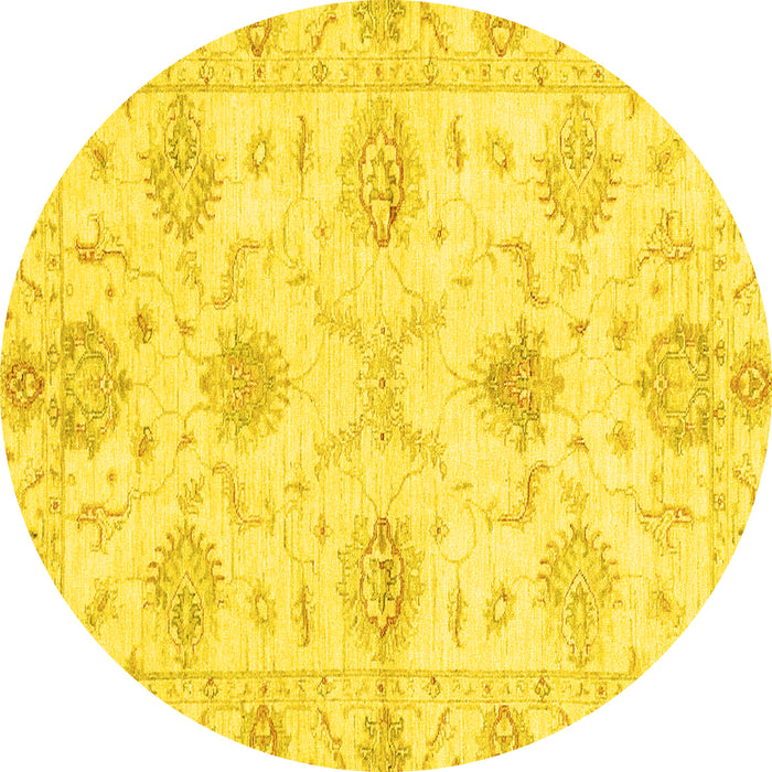 Round Oriental Yellow Traditional Rug, abs3930yw