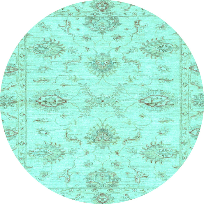Round Oriental Light Blue Traditional Rug, abs3930lblu