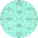 Round Oriental Light Blue Traditional Rug, abs3930lblu