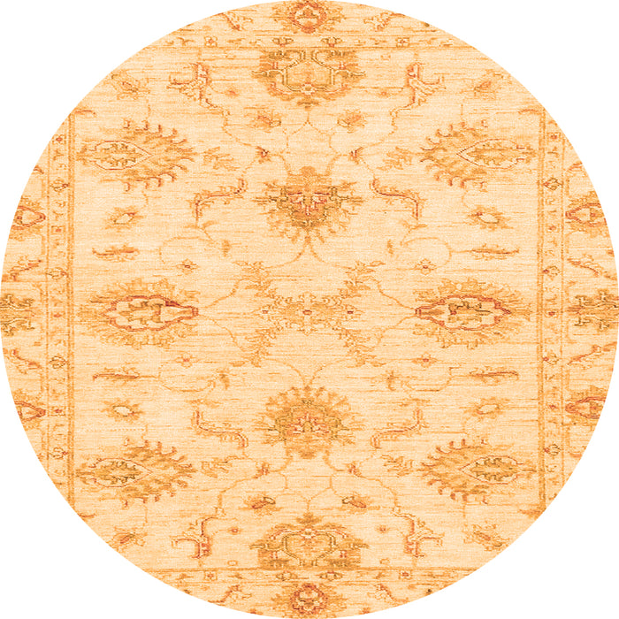 Round Machine Washable Oriental Orange Traditional Area Rugs, wshabs3930org