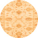 Round Machine Washable Oriental Orange Traditional Area Rugs, wshabs3930org