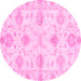 Round Oriental Pink Traditional Rug, abs3930pnk