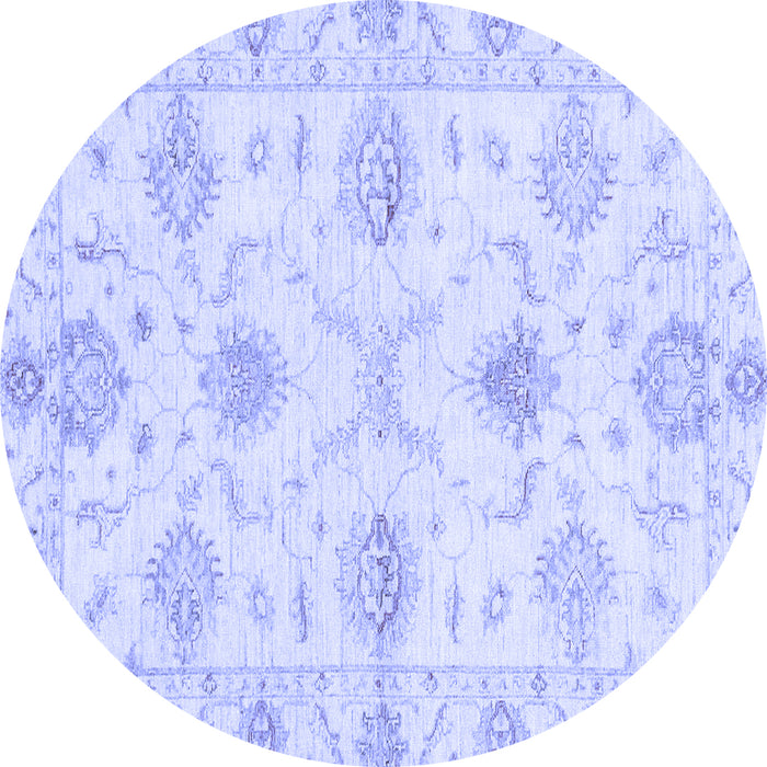 Round Machine Washable Oriental Blue Traditional Rug, wshabs3930blu