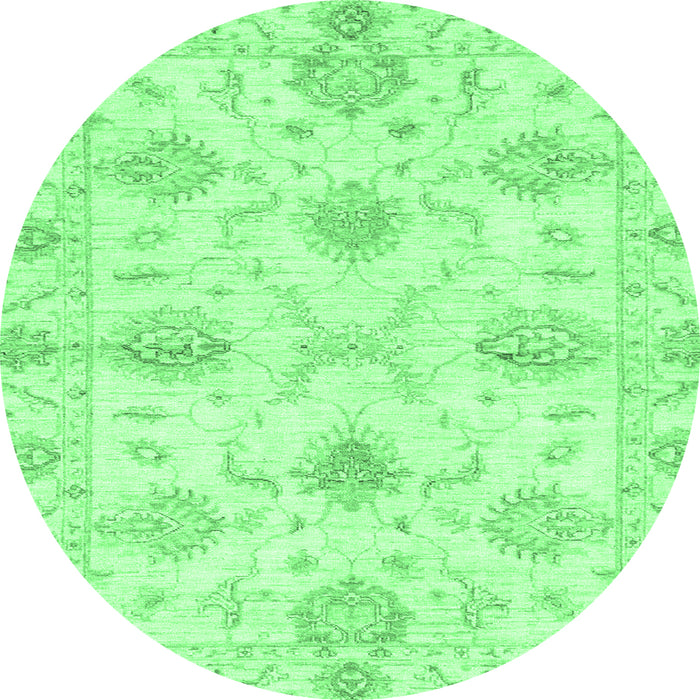 Round Machine Washable Oriental Emerald Green Traditional Area Rugs, wshabs3930emgrn