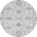 Round Machine Washable Oriental Gray Traditional Rug, wshabs3930gry